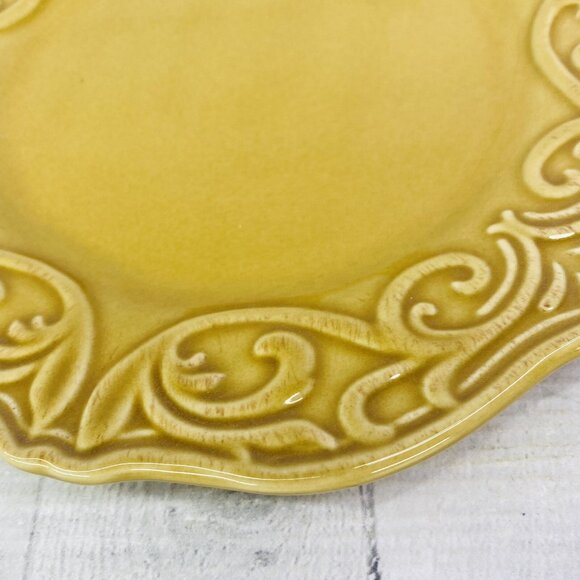 Chris Madden JC Penny CORVELLA GOLD  Scrolls Stoneware Salad Lunch Plates Set 4 - Picture 16 of 16